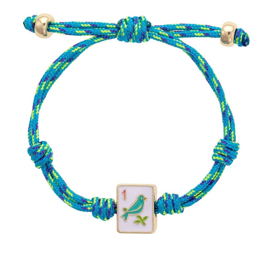 Sparrow Mahjong Tile Paracord Bracelet – Blue Multi
